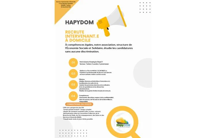 offre d'emploi intervenant à domicile