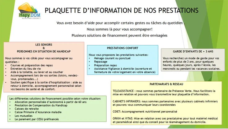 Plaquette d'information Hapydom services à domicile